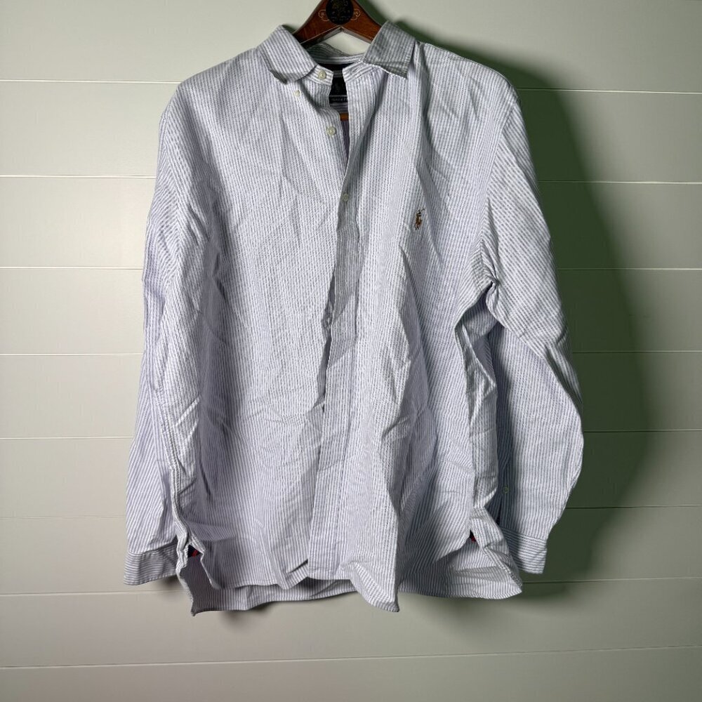 Ralph Lauren Classic Fit Long Sleeve Button Down Sz 1XB Purple/Lilac White